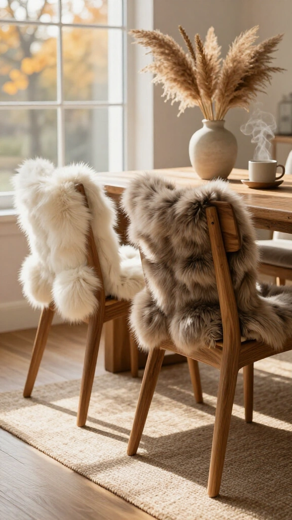 Drape faux fur rugs and chair covers