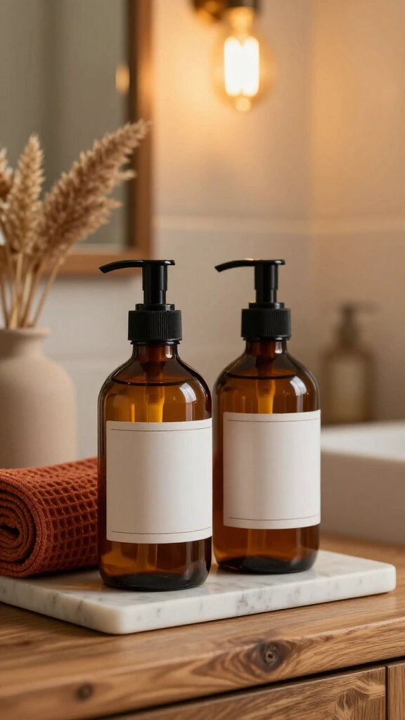 Switch to amber glass liquid soap dispensers