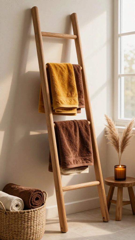 Add a leaning towel ladder