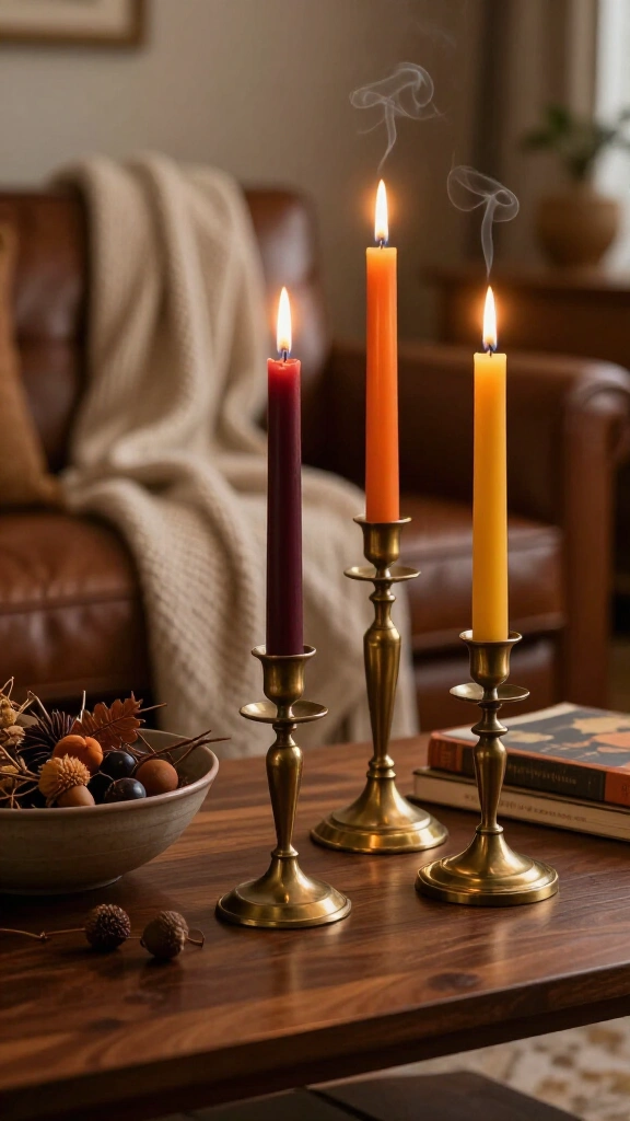 Vintage brass candleholders & taper candles