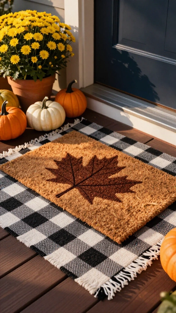 Layered autumn door mats