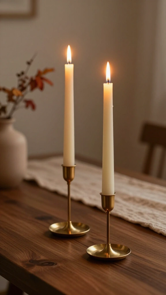 Switch to unscented taper candles in brushed brass holders