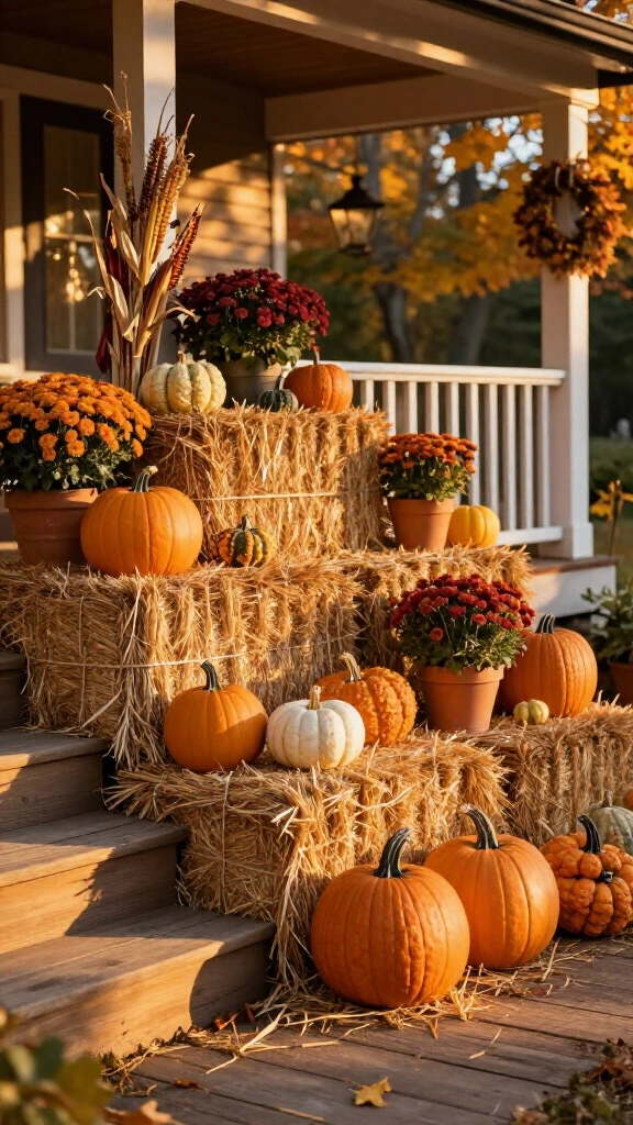 Oversized straw bales for tiered displays