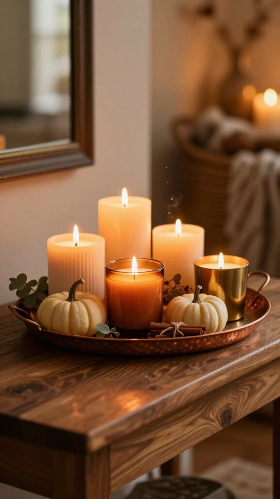 A fall-scented candle display