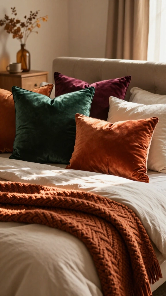 Swap to rich velvet accent pillows