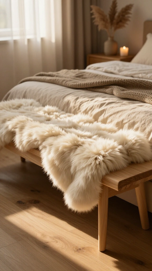 Layer a faux fur bench runner
