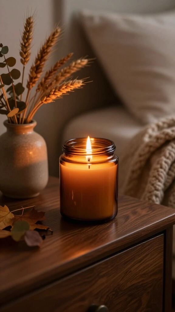 Infuse autumn scents with amber glass candles