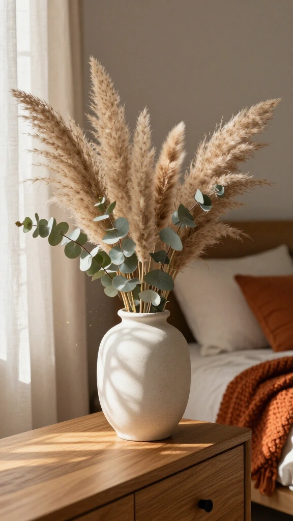 Style dried pampas grass and bunny tails