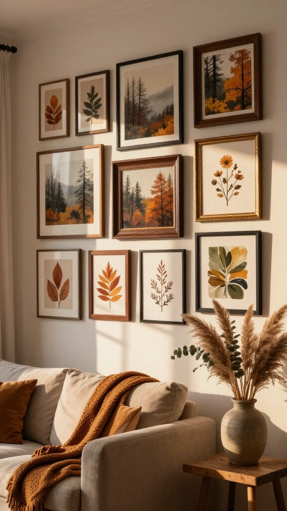 Add a gallery wall with autumn artwork
