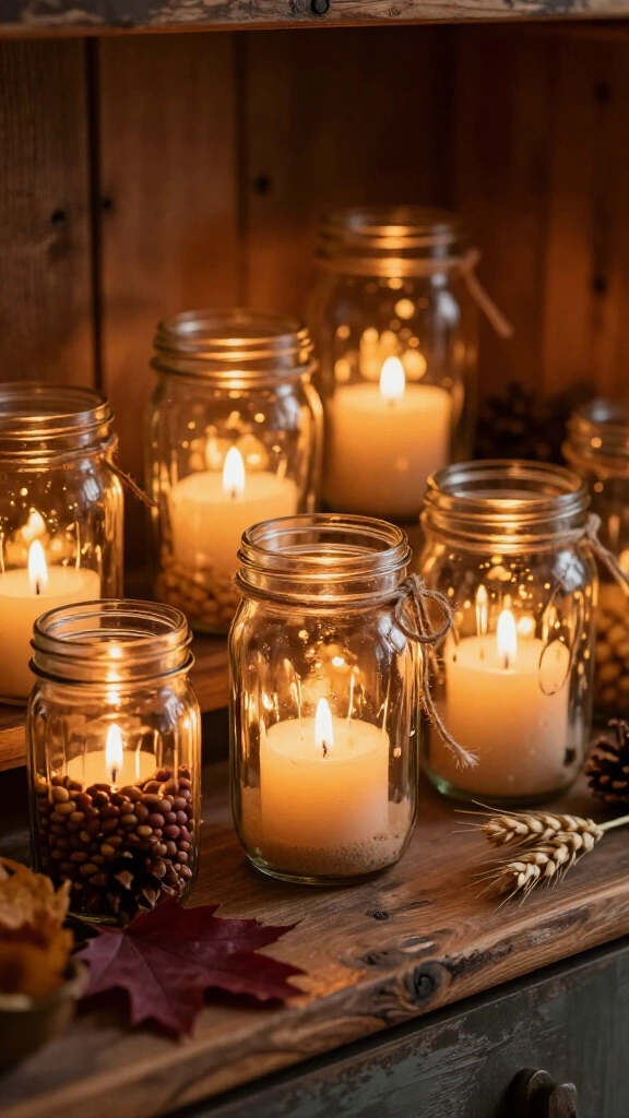 Use old mason jars as candle holders