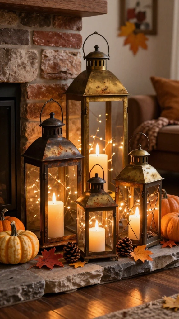 Use vintage lanterns for warm lighting