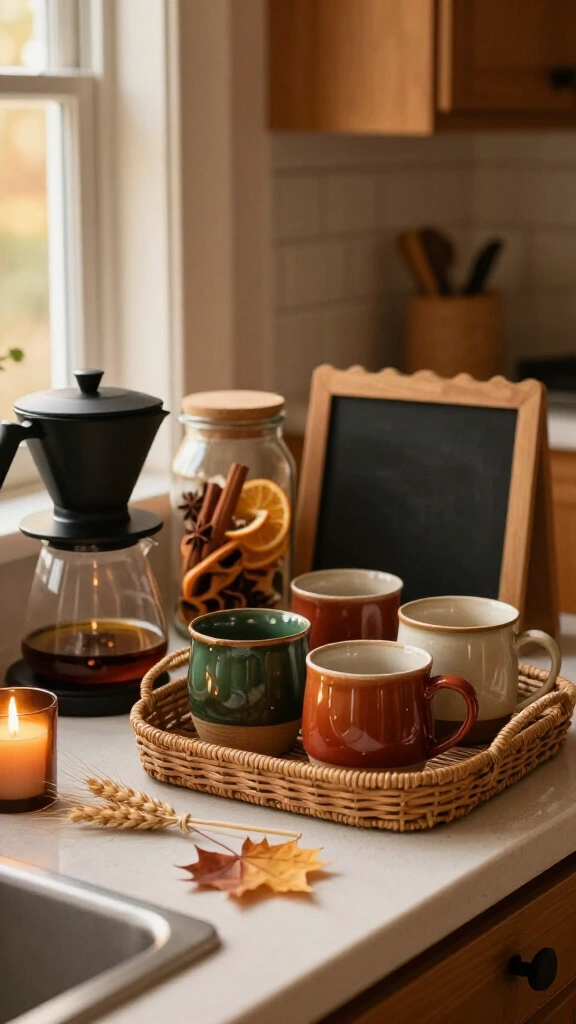 A cozy coffee and tea station