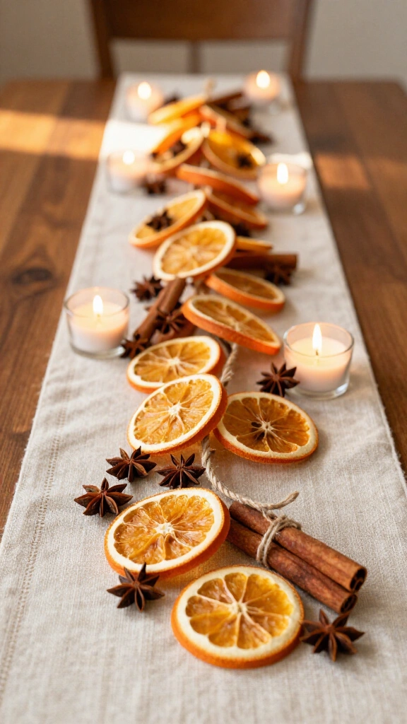 Dried citrus and cinnamon stick garland