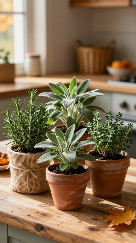 A small herb garden with autumn energy