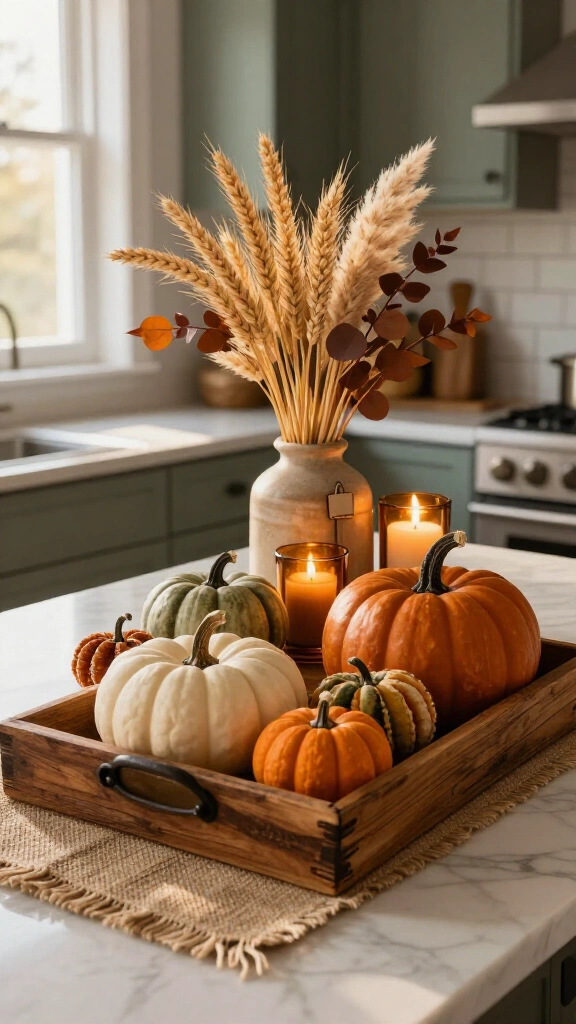 A full harvest vignette with layered textures