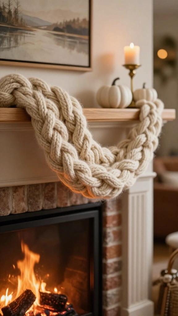 Chunky knit mantel garland