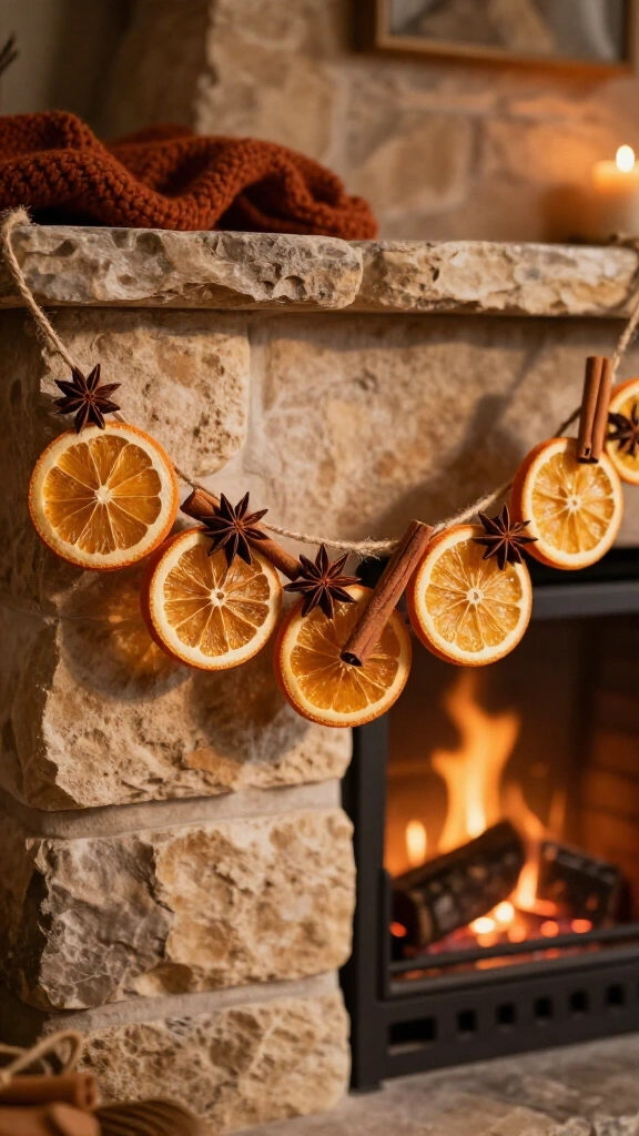 Dried orange slices & cinnamon stick garland
