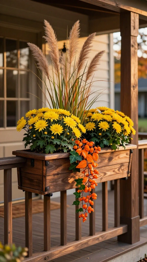 Over-The-Railing Window Boxes Packed with Bittersweet Vines