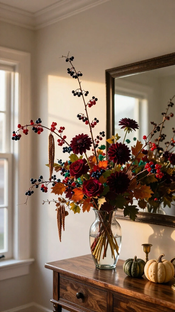 A bold floral and berry branch display