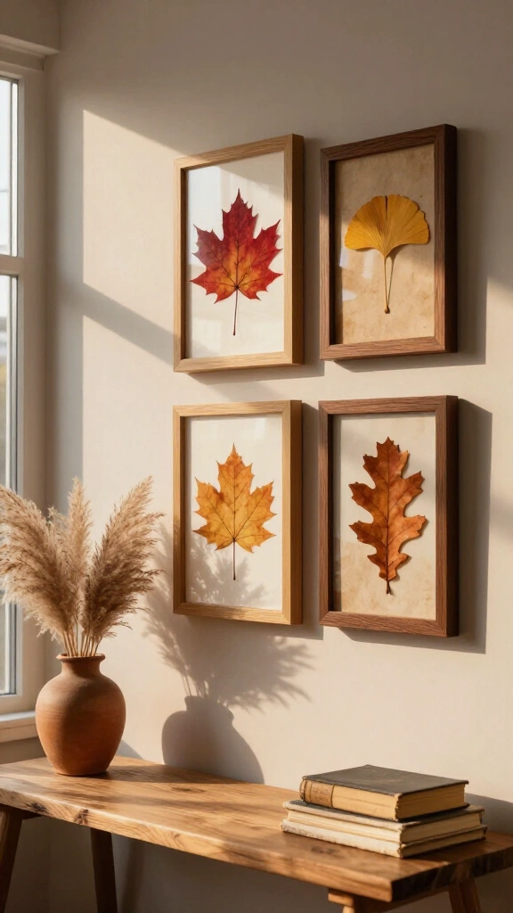 Leaf-pressed framed art