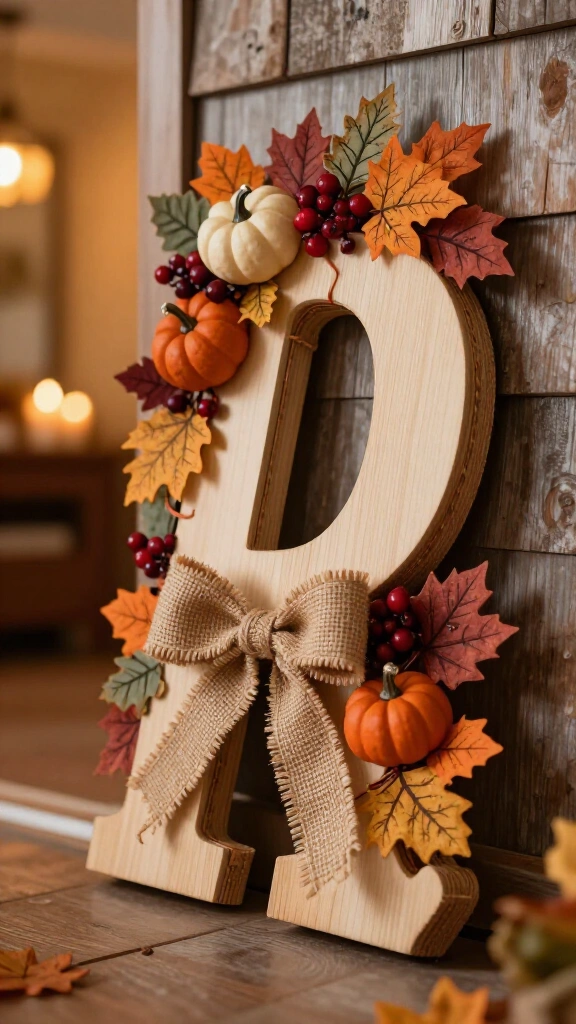DIY fall monogram sign