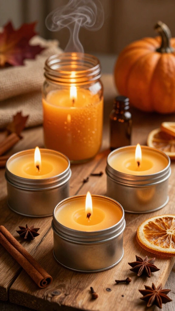 Pumpkin spice scented beeswax candles