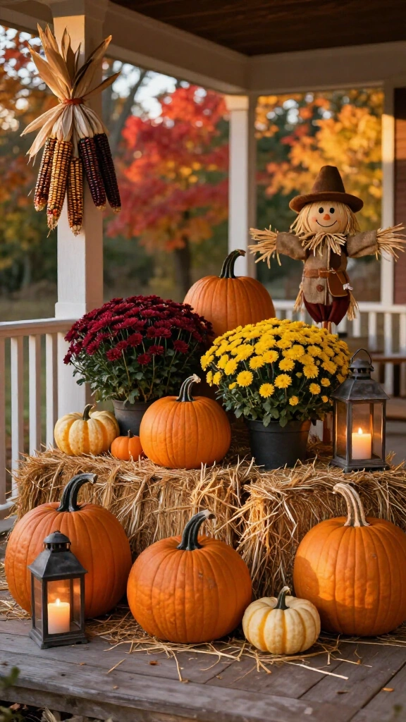 Porch hay bale vignette