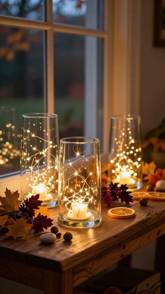 Battery-operated fairy light glass lanterns