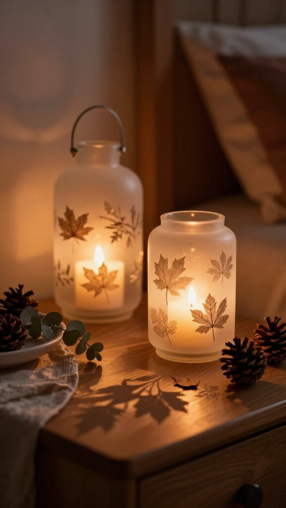Frosted glass lanterns with flameless candles