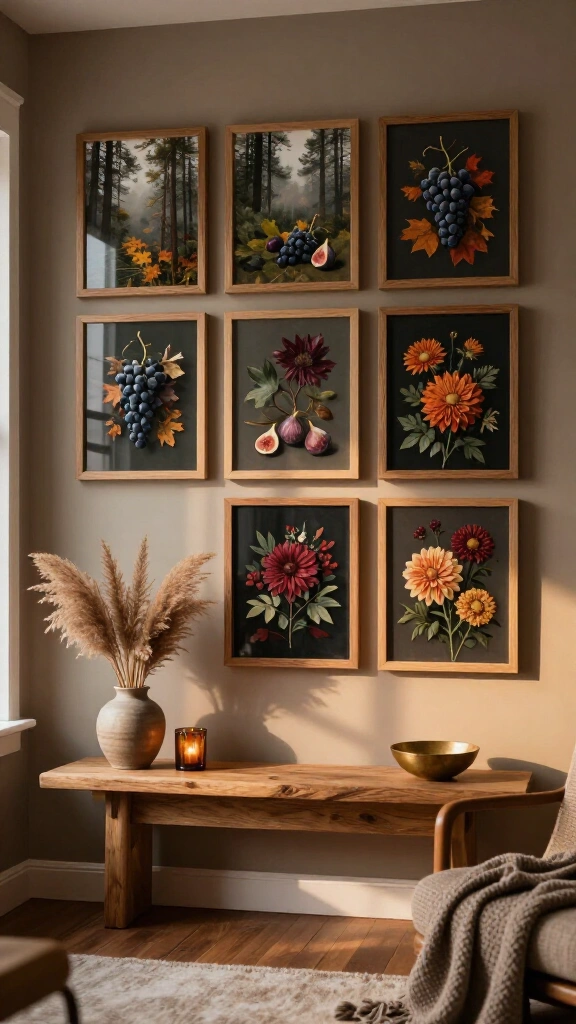 Hang a dark botanical gallery wall