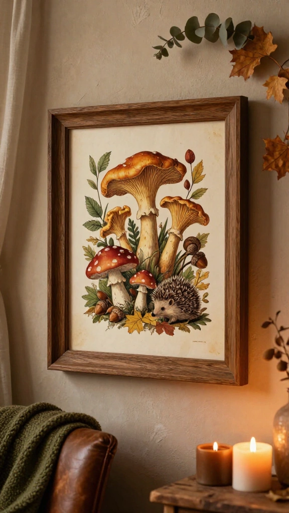 Mushroom and woodland illustration art