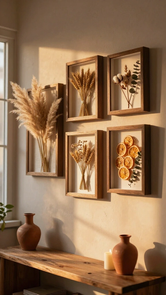 Framed dried florals and botanicals