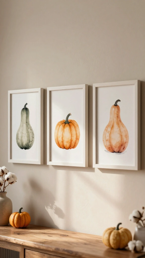 Watercolor pumpkin and gourd prints