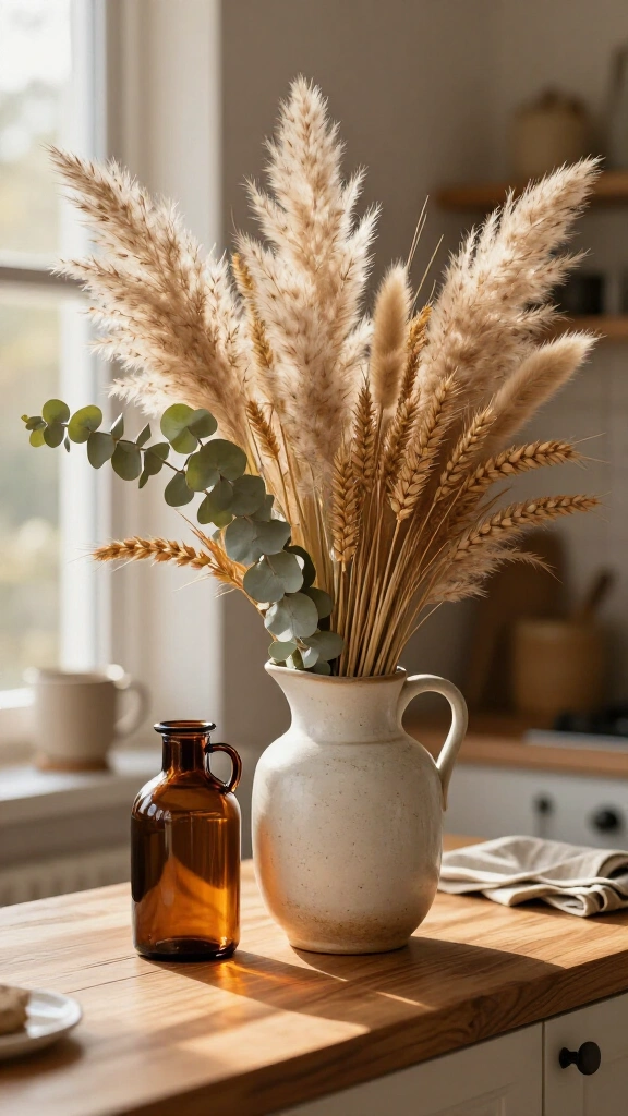 Style dried floral and pampas grass displays