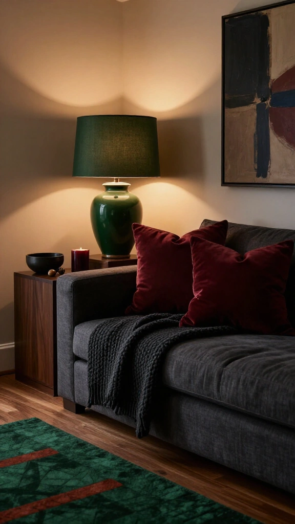 Embrace dark, moody paint accents or decor pieces