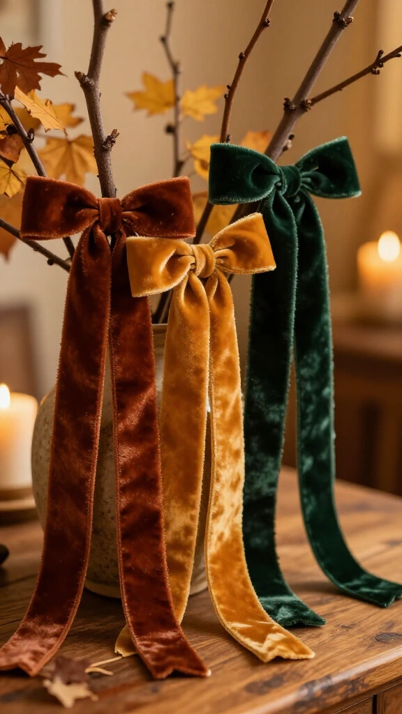Velvet bow branch accents