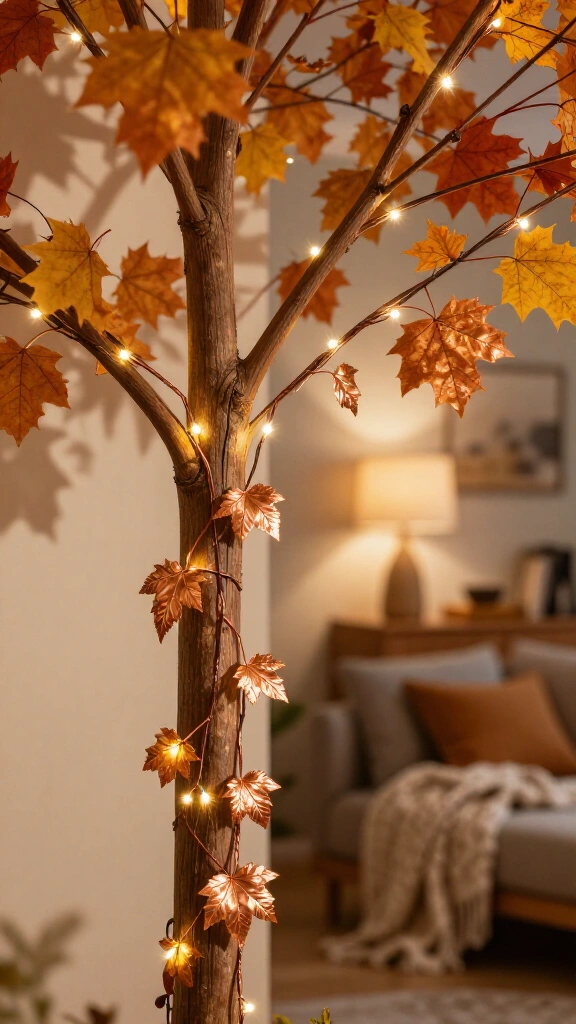 Copper leaf string lights
