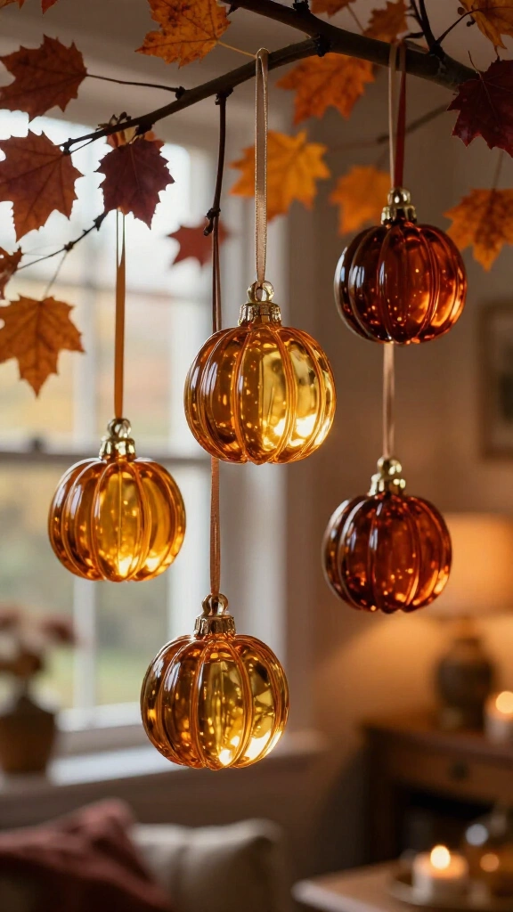 Amber glass pumpkin drops