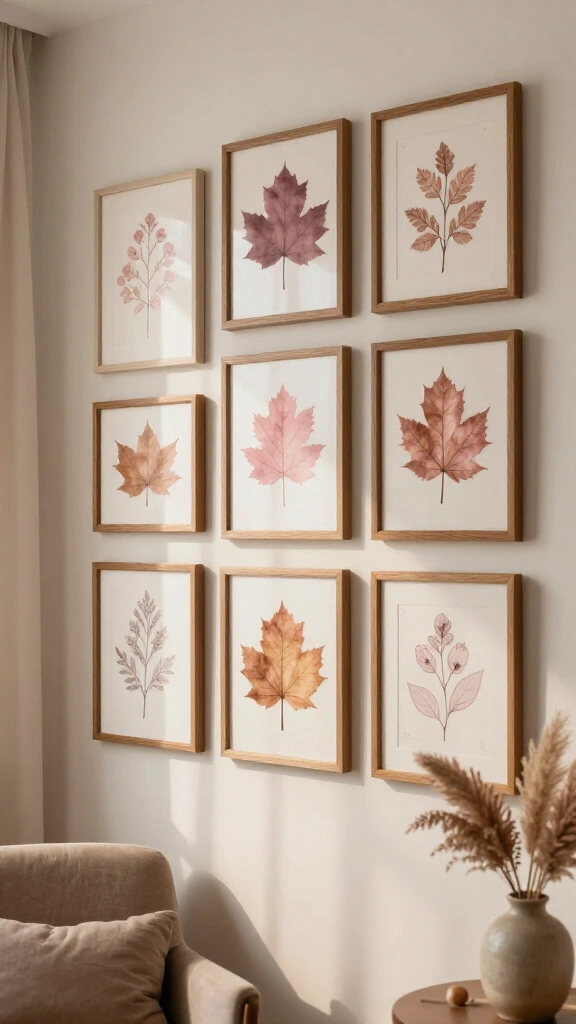 Display botanical muted pink wall art
