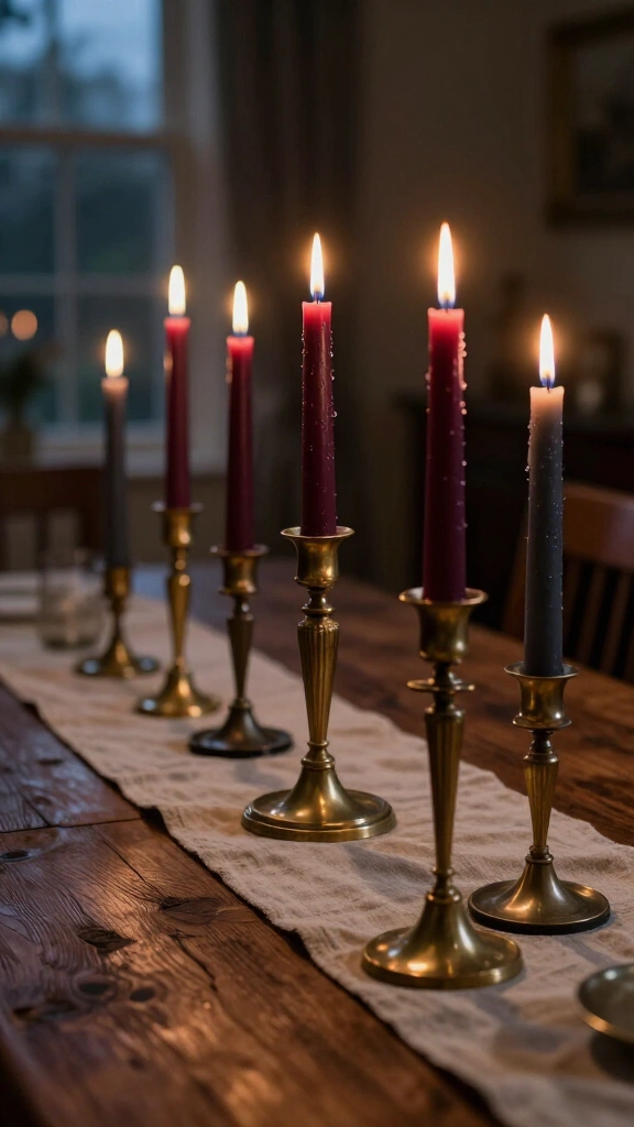 Incorporate brass taper candle holders