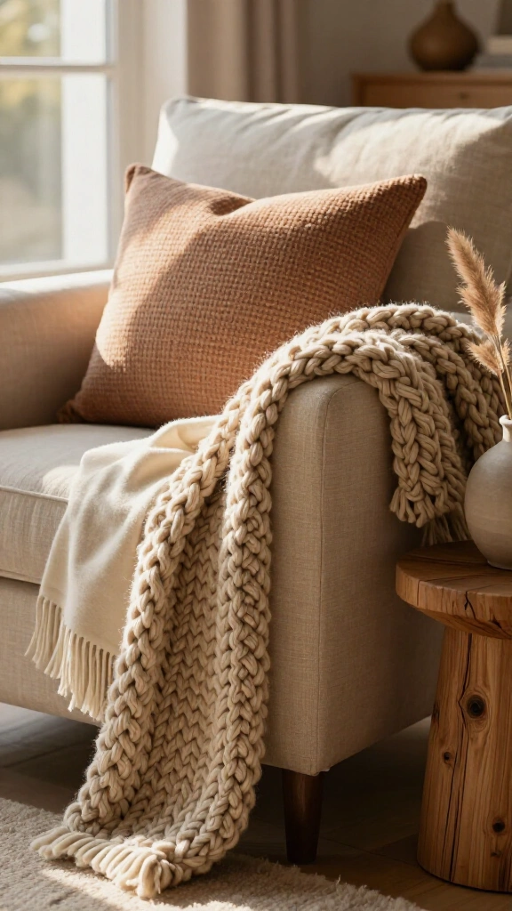 Layer cashmere and oversized knit throws