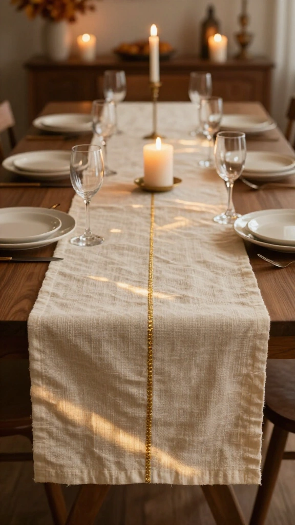 Drape cream and gold table runners