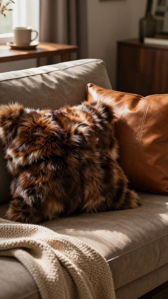 Layer realistic faux fur cushions