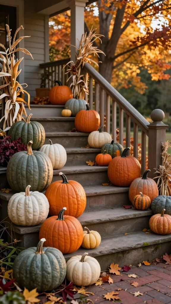 Cascading heirloom pumpkin steps