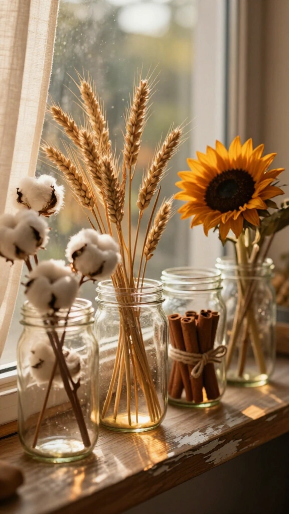 Fill mason jars with dried botanicals