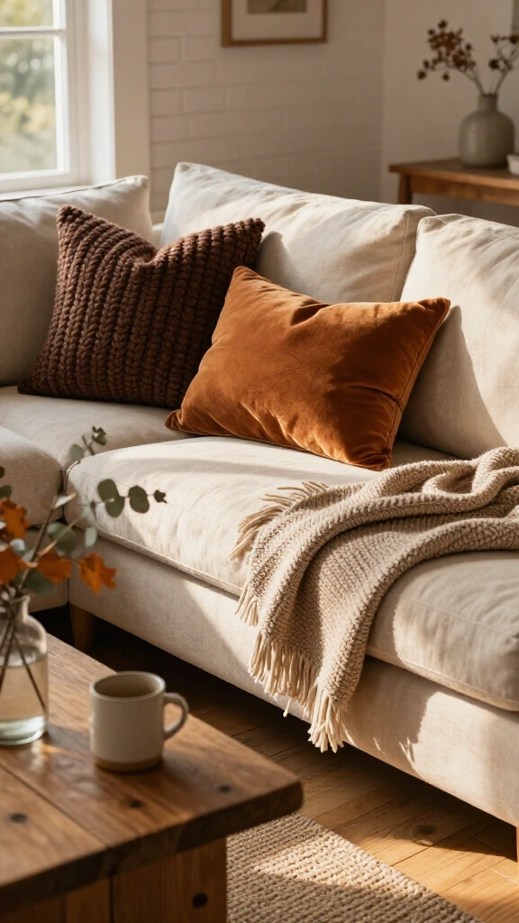 Swap out pillows for fall-toned textures