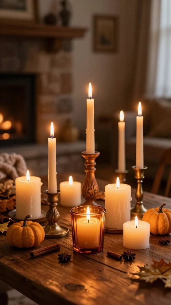 Add amber and warm-toned candles everywhere