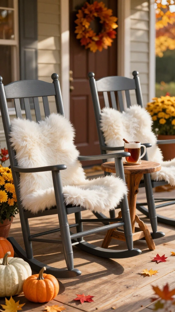 Cozy rocking chairs with faux-fur accents
