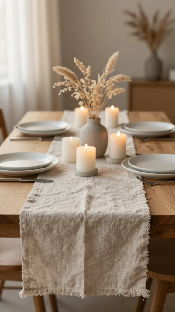 Use linen table runners instead of themed tablecloths