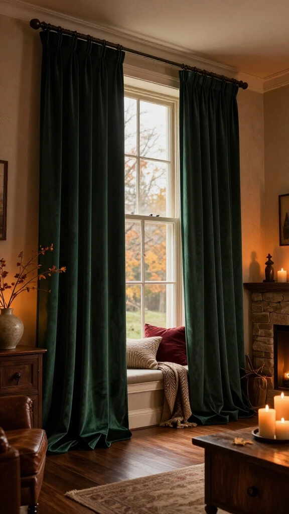 Hang heavy drapes to block chilly drafts